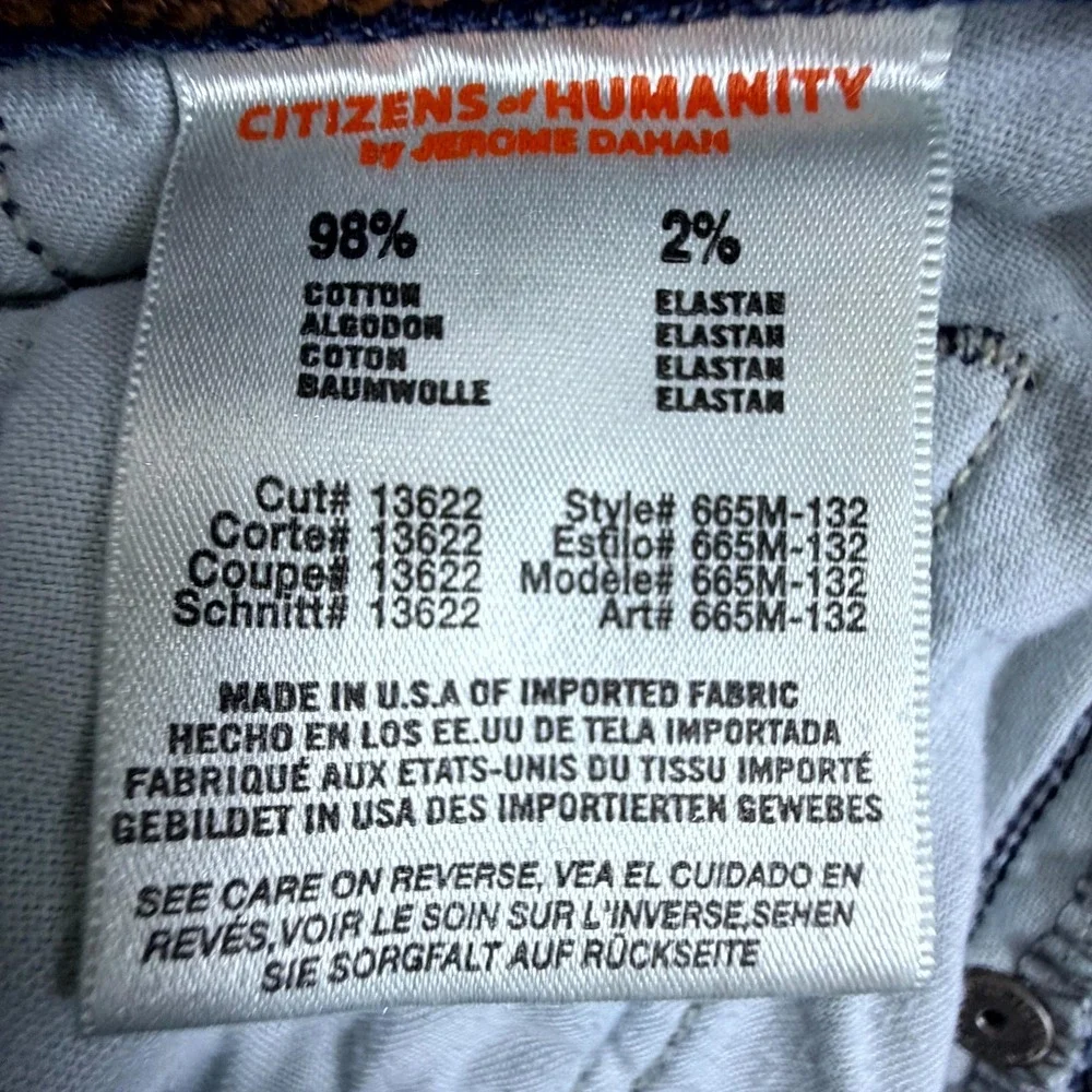 Citizens of Humanity Jagger Jeans Mens 34 Blue Denim Medium Wash Straight Leg